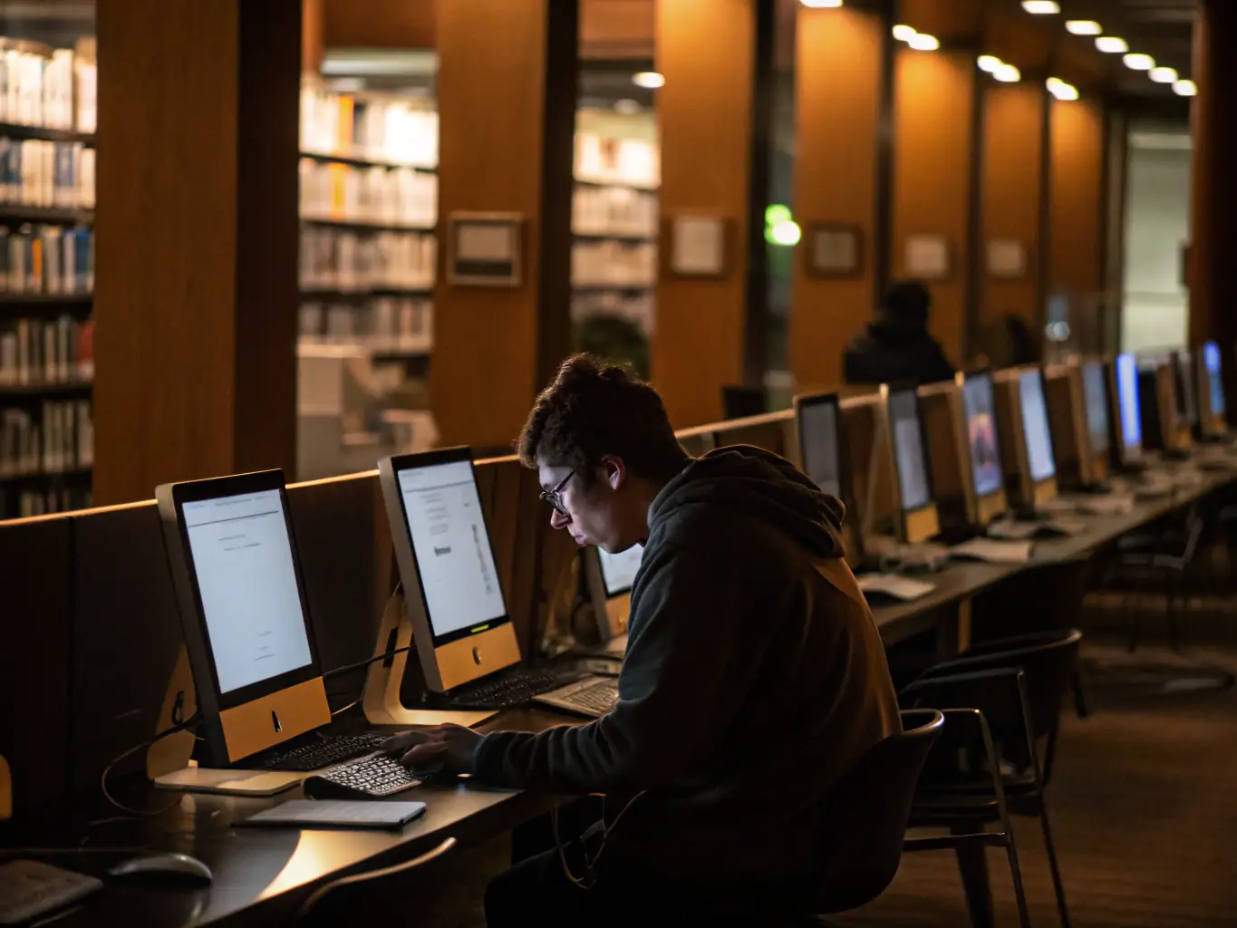 A photograph of adults attending a computer literacy class at the library, focusing on digital skills and online resources.